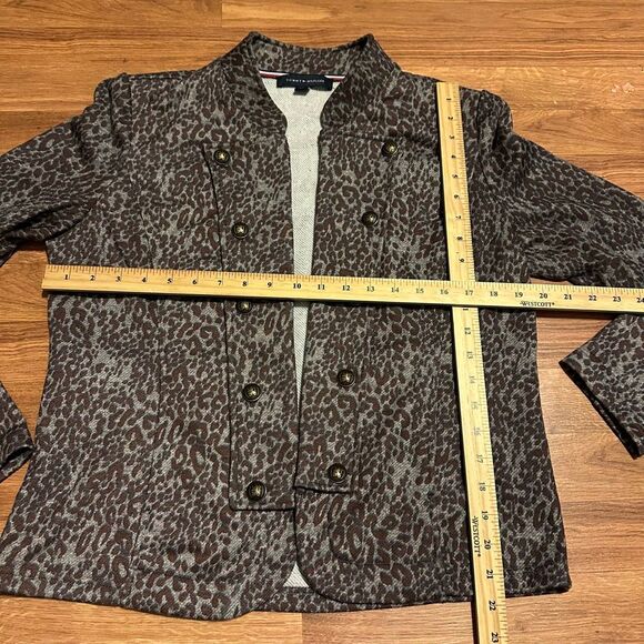 Tommy Hilfiger Gray and Brown Animal print Open Front Blazer jacket | Women Size - Picture 7 of 13